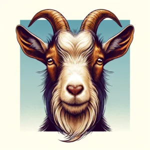 Farmer Cowboy Boer Goat Farm A vivid and detailed square headshot illustration of a Boer goat.